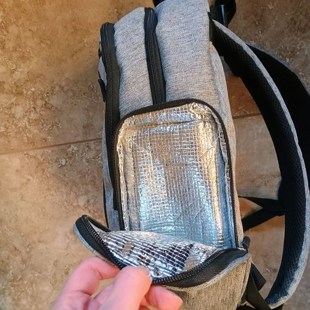 Eddie Bauer Rainier Backpack Diaper Bag 11 Pockets Gray Changing Pad - First Adv